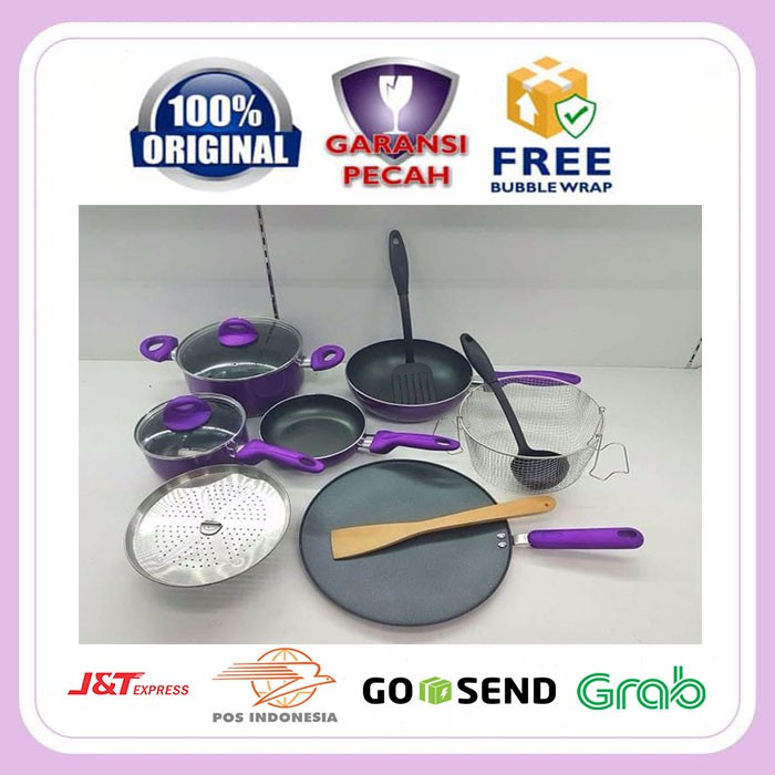 Supra panci teflon cookware set 12 pcs rosemary Ungu