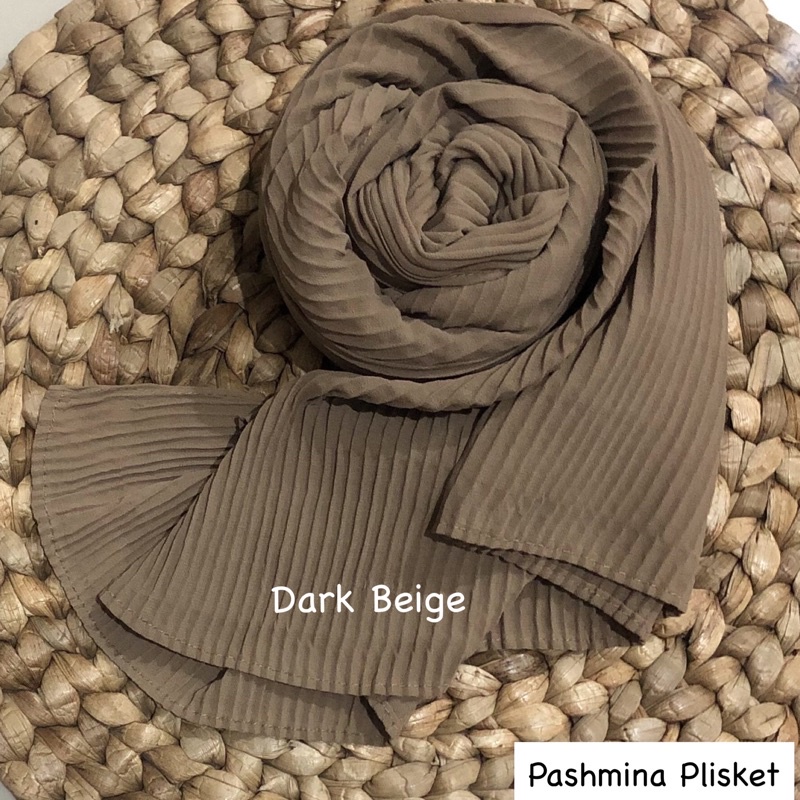 PASHMINA PLISKET CERUTY BABYDOLL FULL PLISKET TANPA GARIS TENGAH-Dark Beige Plisket
