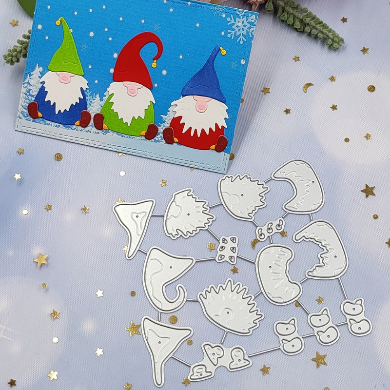 Cetakan Stensil Cutting Dies Motif Gnome Natal Bahan Metal Untuk Scrapbook / Craft DIY