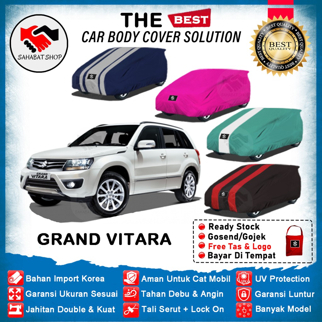 Sahabat Body Cover Mobil Grand Vitara / Sarung Penutup Suzuki Grand Vitara Outdoor 2012 2013 2014 2015 2016 2017 / Tutup Mantel Selimut Mantol Jas Pelindung Kerudung Kerodong Kelambu Terpal Mobil Grand Vitara Anti Air Waterproof Model Biru