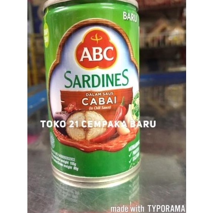 

☊ ABC Sardines Saus Cabai 155g | Ikan Sarden Saos Cabe Kaleng 155 g gr ⅎ