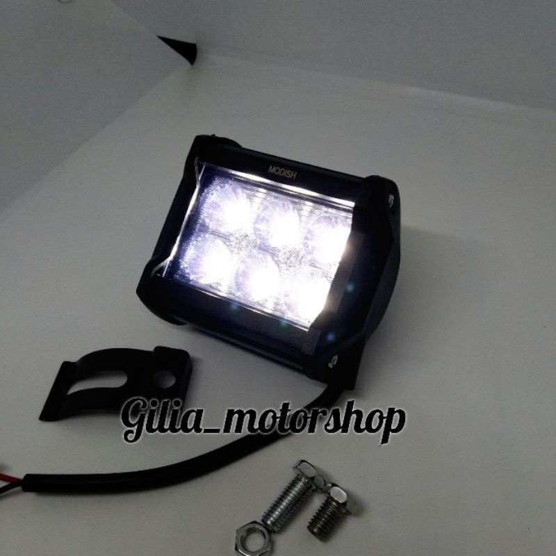 Lampu tembak motor  Led 6 Mata Kotak Mini/Besar 6 mata LED 18 Watt lampu sorot mini/Besar 6 mata