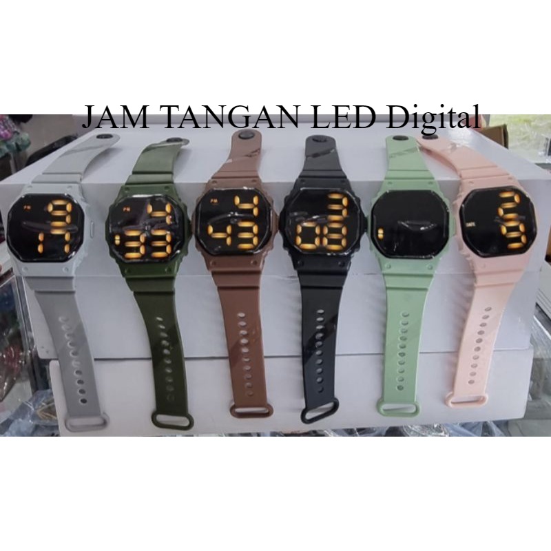 Jam tangan LED Digital wanita / jam LED Watch octagon / jam tangan LED digital kekinian korea