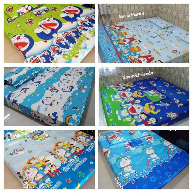 Sprei Doraemon 100 120 160 180 200 100x200 120x200 160x200 180x200 Single Queen King Super Jumbo