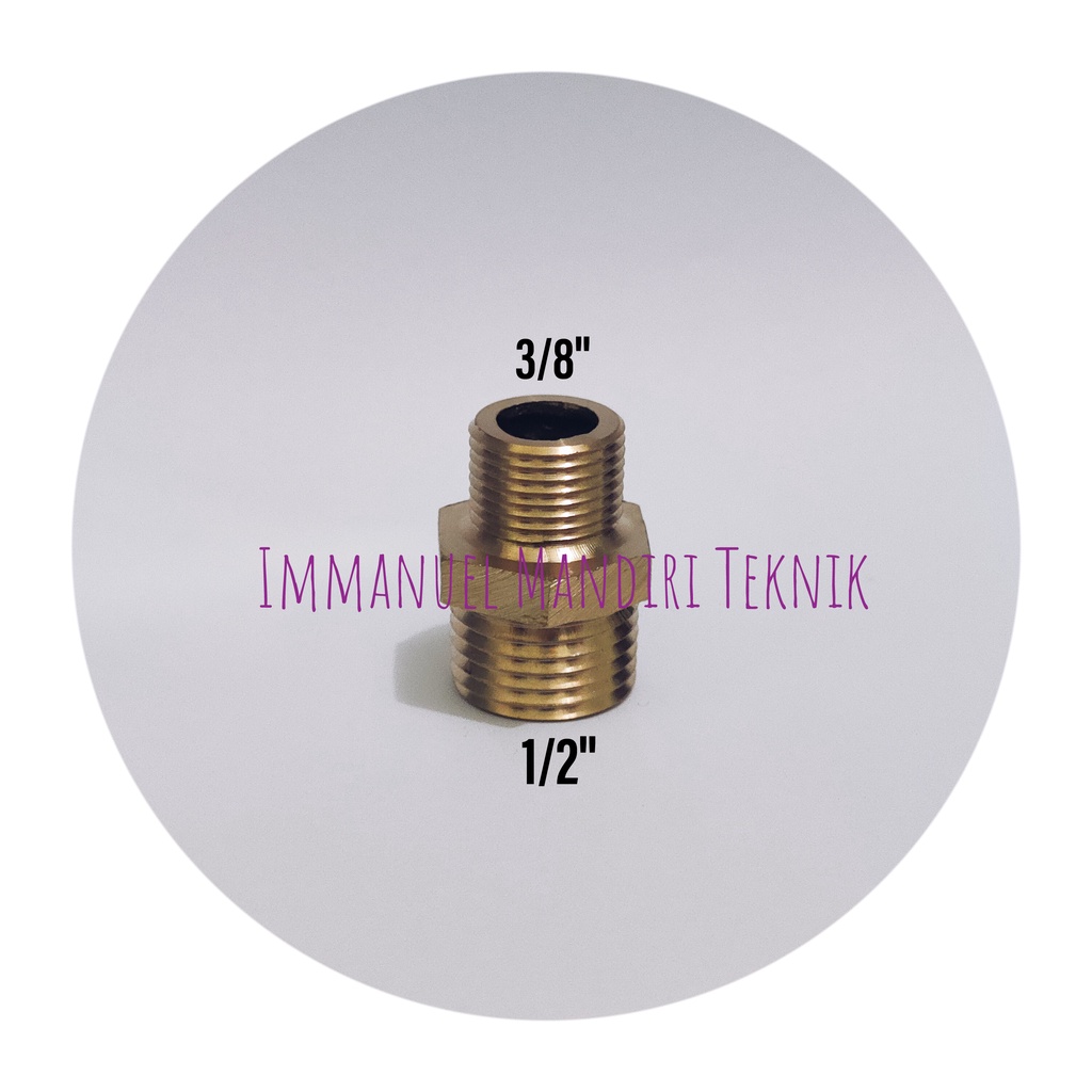 Double Nepel 1/2 x 3/8 / Double Nipple 1/2 x 3/8 Kuningan