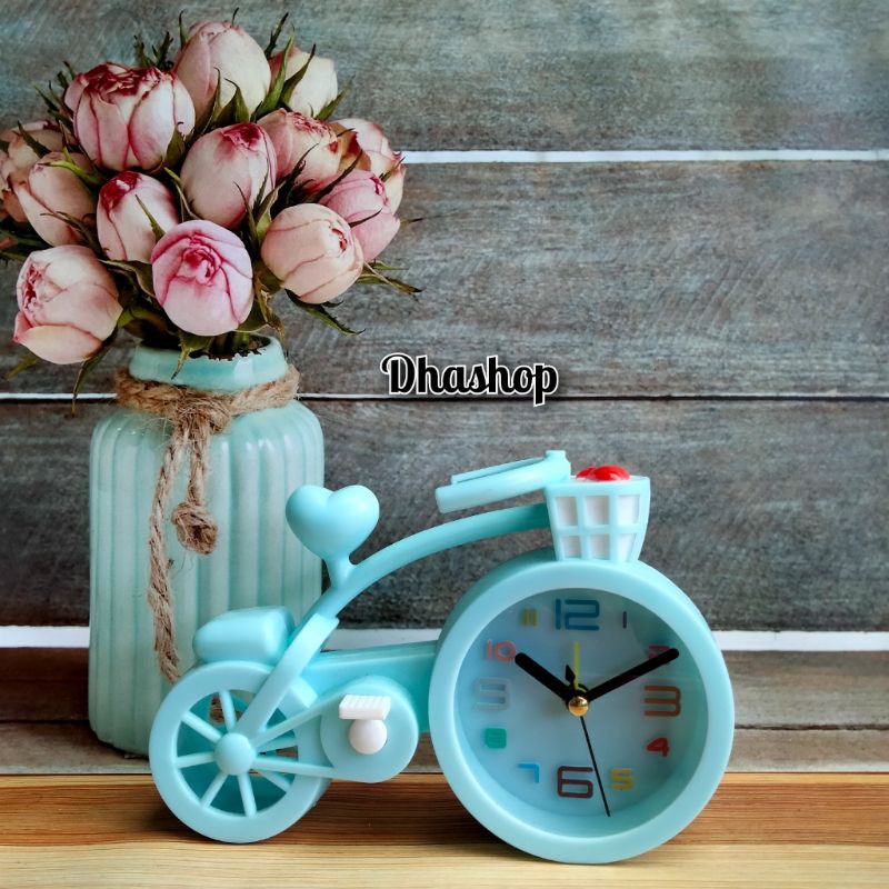 Jam Meja Mod Sepeda Unik / Bicycle Cartoon Desk Clock IMPORT