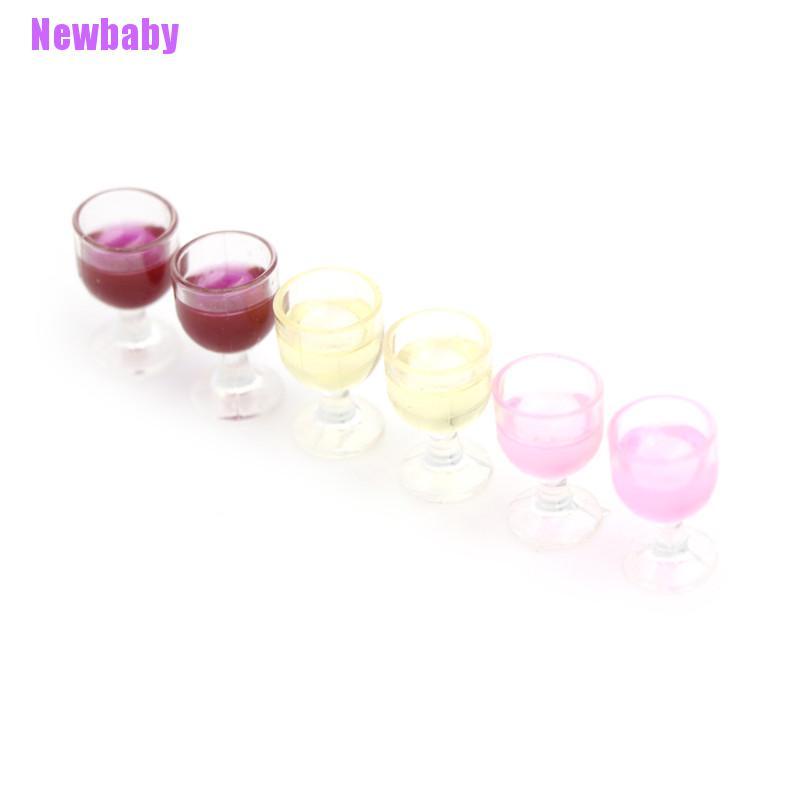 (Newbaby) 2pcs / Set Mainan Miniatur Botol Red Wine Skala 1: 12 Untuk Aksesoris Rumah Boneka