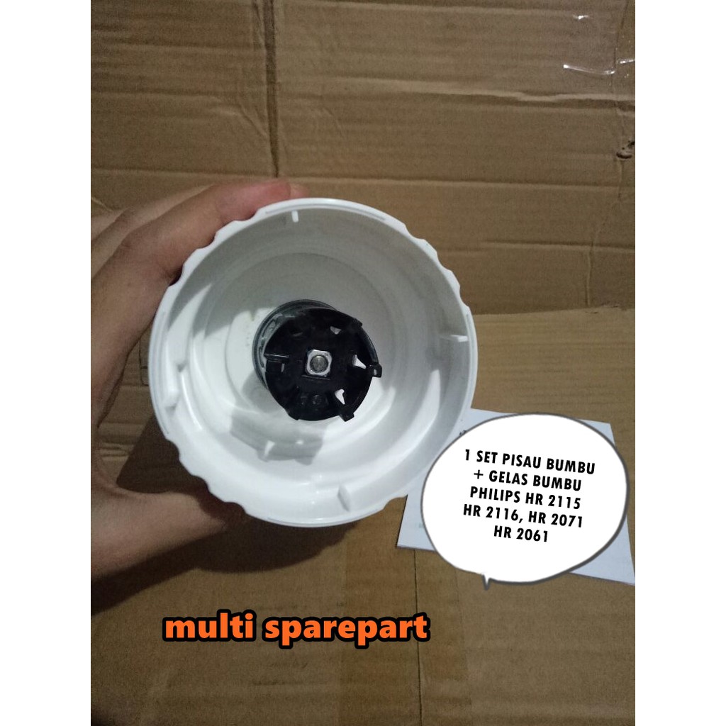 satu set / full set  pisau bumbu philips dan gelas HR 2061 , HR 2071 , HR 2115 , HR 2116