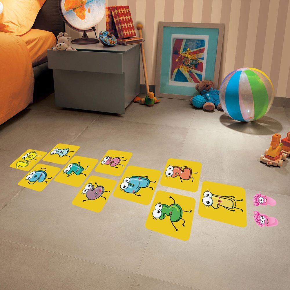 R-bunga Hopscotch Permainan Perekat Diri Dekorasi Rumah Pembibitan Decals Kartun Angka Grids