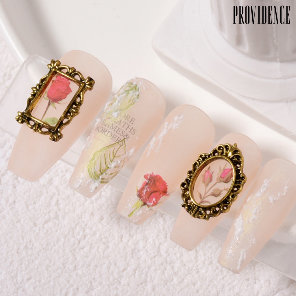 Providence 5pcs / Pak Hiasan Kuku 3d Gaya Vintage Motif Ukiran Hollow Bahan Alloy Untuk Nail Art / Manicure