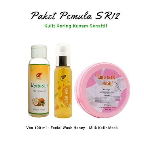 PAKET PEMULA SR12 PERAWATAN WAJAH UNTUK KULIT KERING KUSAM MENGATASI JERAWAT