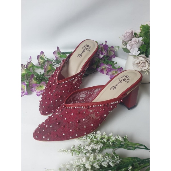 sepatu renitha merah marron tinggi 7cm tahu