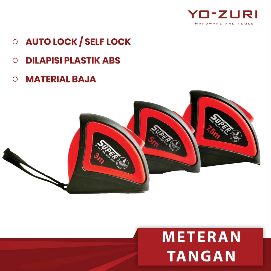 METERAN 3M 5M 7,5M 10M TUKANG BANGUNAN ROLL | TIPE KARET KUALITAS BAGUS MEASURING TAPE | Yozuri