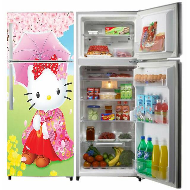 Sticker kulkas motif hello kitty sakura 2 pintu