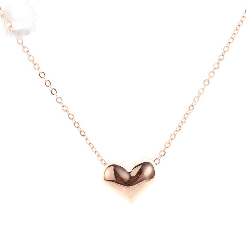 Korea Fashion Hati Pendant Emas Disepuh Heart Shaped Heart Shaped Love Chain Kalung