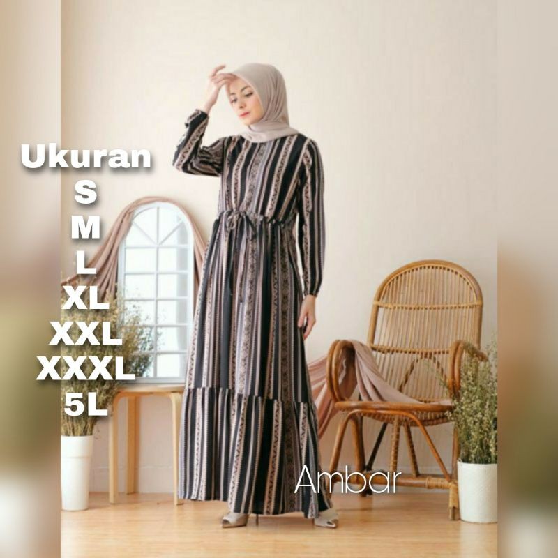 Ambar Dress Big Size - Ukuran S M L XL XXL XXXL 5L - Baju Gamis Jumbo