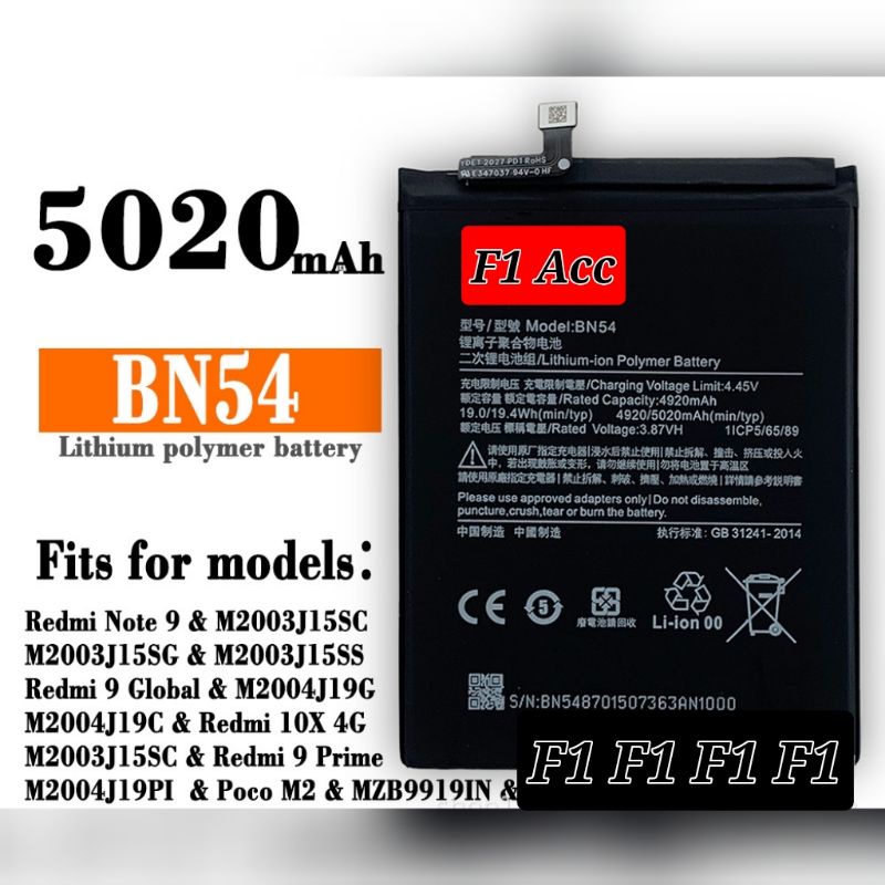 Baterai Xiaomi BN54 Redmi Note 9 Baterai Xiaomi Redmi note 9 Bn54 Original