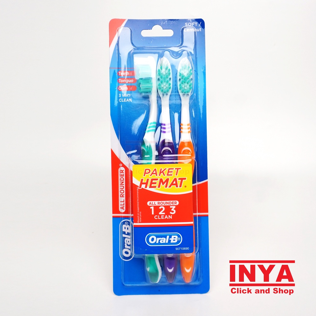 SIKAT GIGI ORAL-B ALL ROUNDER 123 CLEAN SOFT PACK isi 3pcs - Toothbrush ORAL B