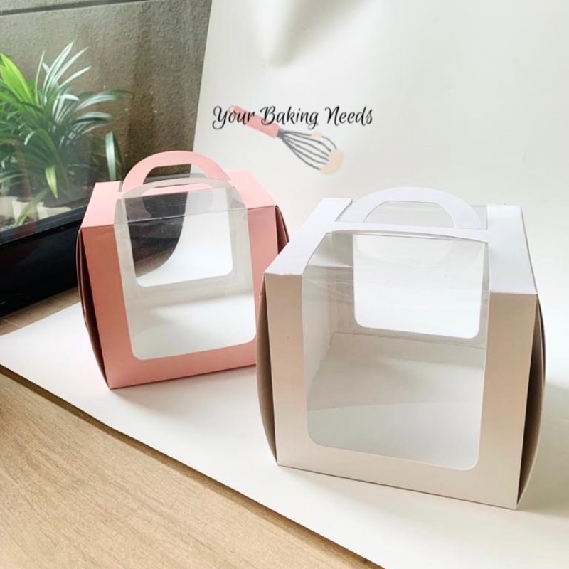 

Box Mika Handle 18x18 / Box Kue Mika / Dus Kue Chiffon Cake