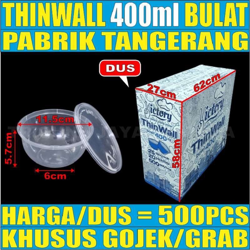 Thinwall Bulat 400ml Per Dus Bowl Food Container Mangkok Plastik Murah Hanya Gojek