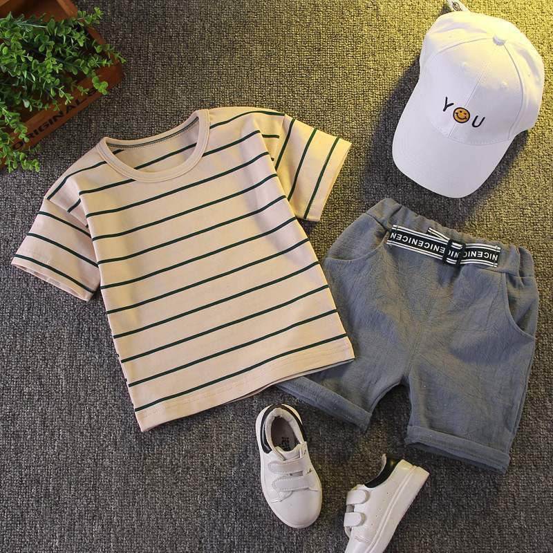 baju kaos motif garis anak import