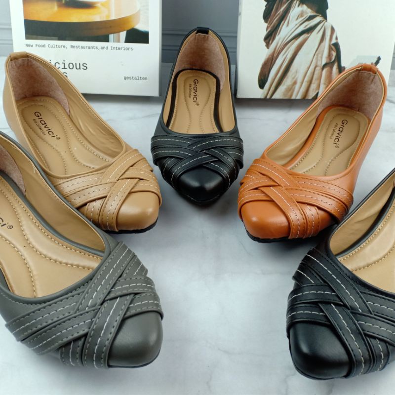 Sepatu Flat Wanita Slip On Bahan Sintetis Premium FR-08 GRAVICI