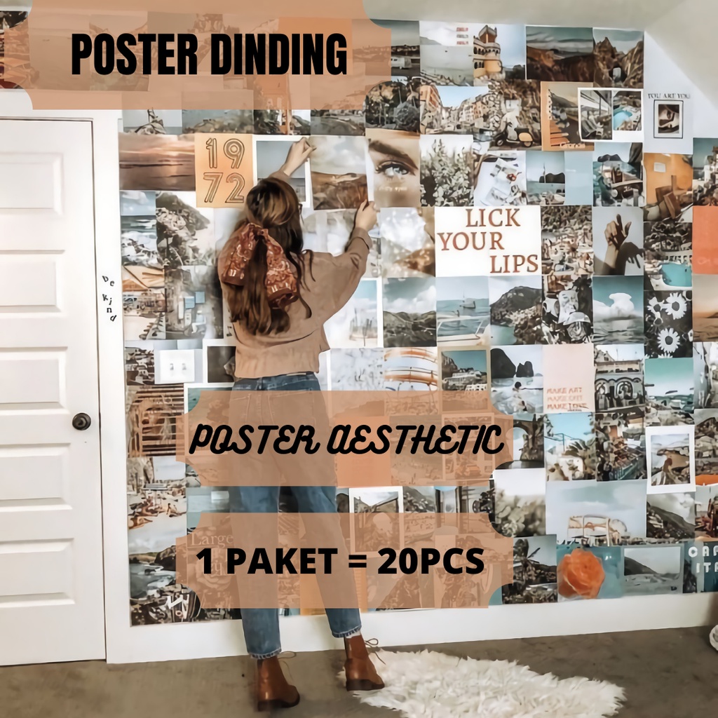 Poster Dinding Aesthetic Glossy Paket 20 Pcs Free Sticker Dan Bublewrap