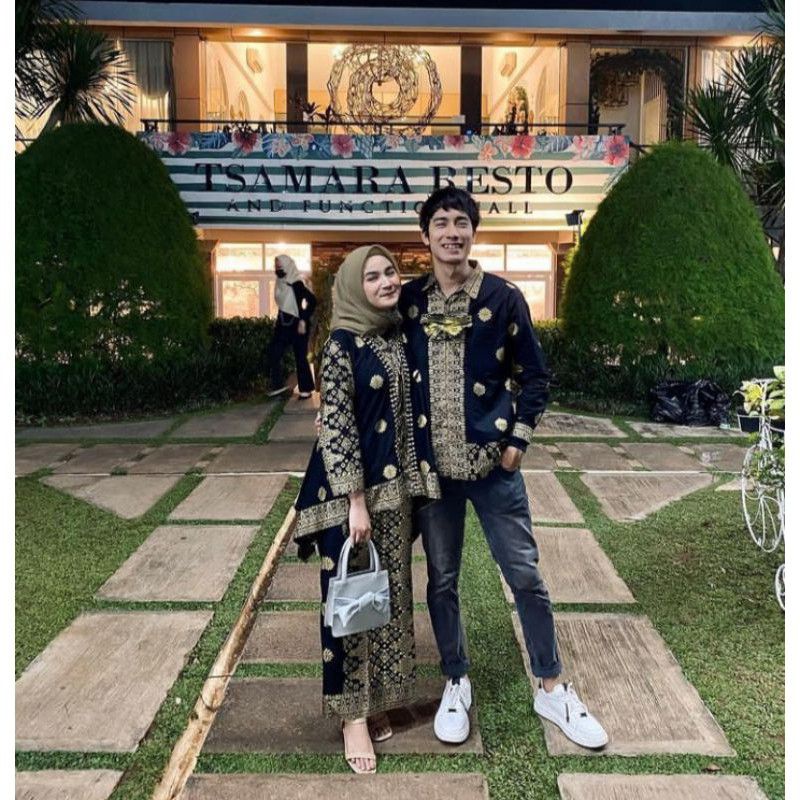 batik songket palembang-setelan baju palembang- set couple Jumputan