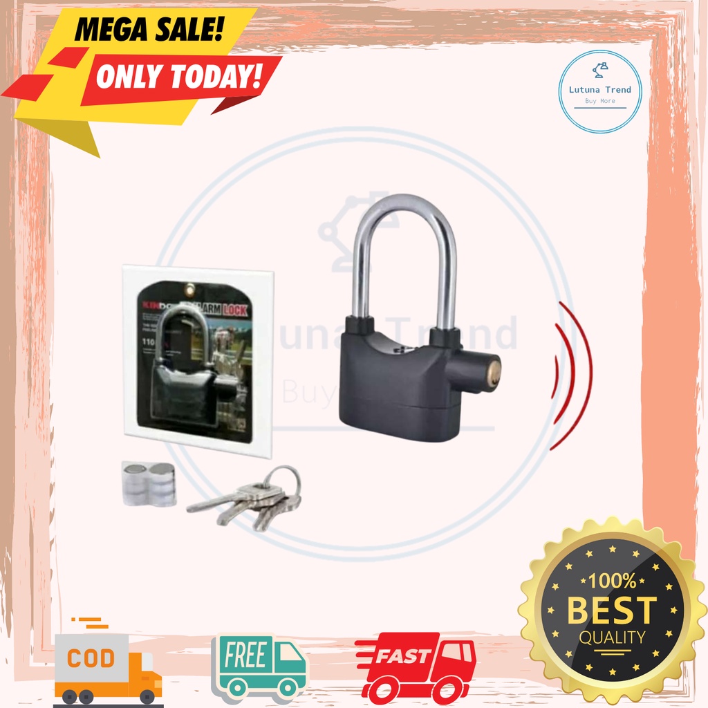 Gembok Alarm Anti Maling (Alarm lock, Kunci Gembok Alarm) Gembok alarm gembok alarm motor elektronik