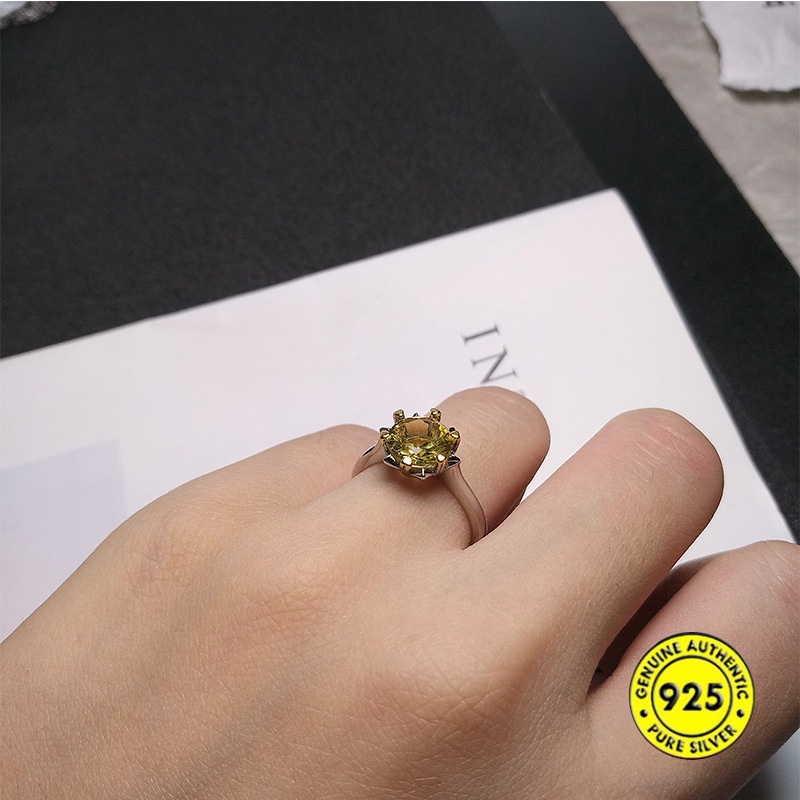 Pt950 Cincin Model Terbuka Desain Delapan Hati Hias Berlian Warna Kuning Untuk Wanita