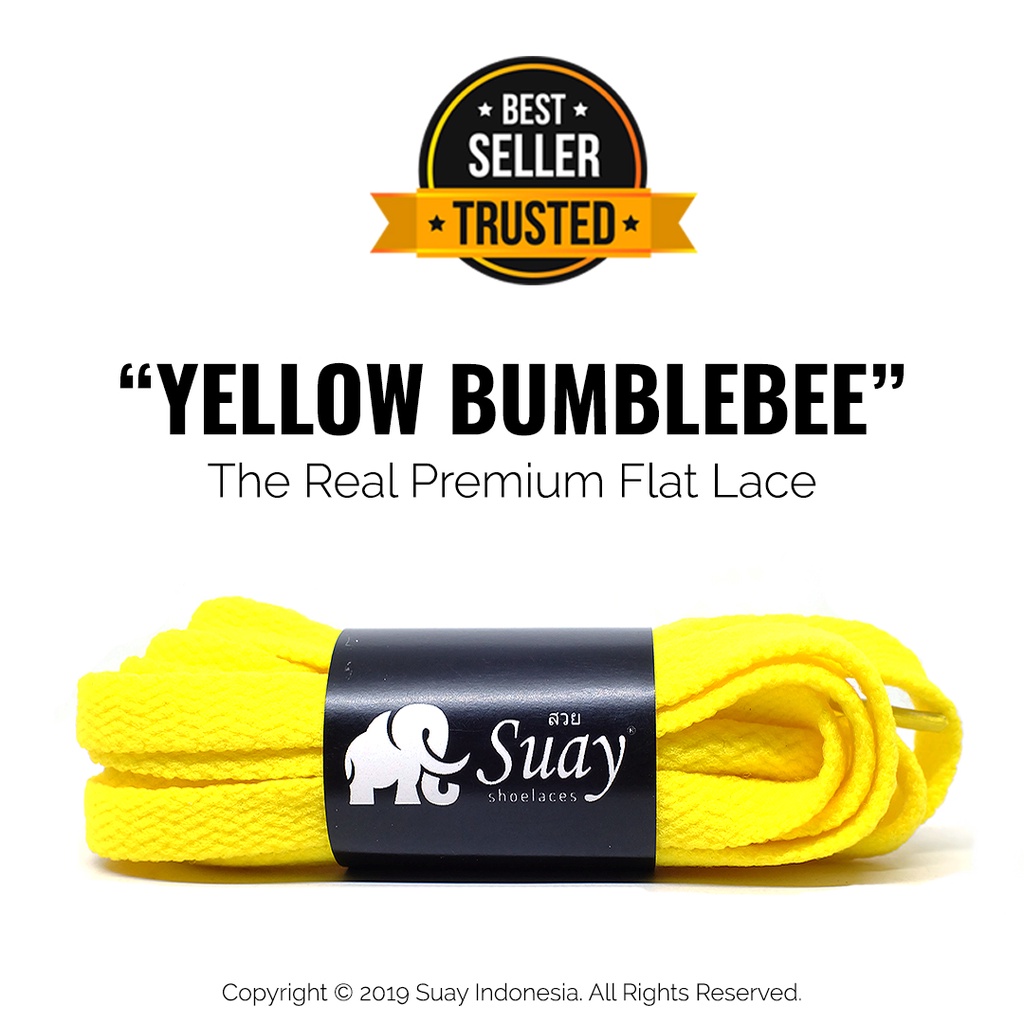 Tali Sepatu Gepeng Kuning (FLAT) Premium Shoelace Yellow Bumblebee Surabaya