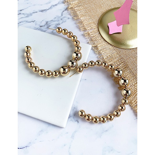 LRC Anting Tusuk Fashion Gold Alloy Resin Ball Stud Earrings F61843