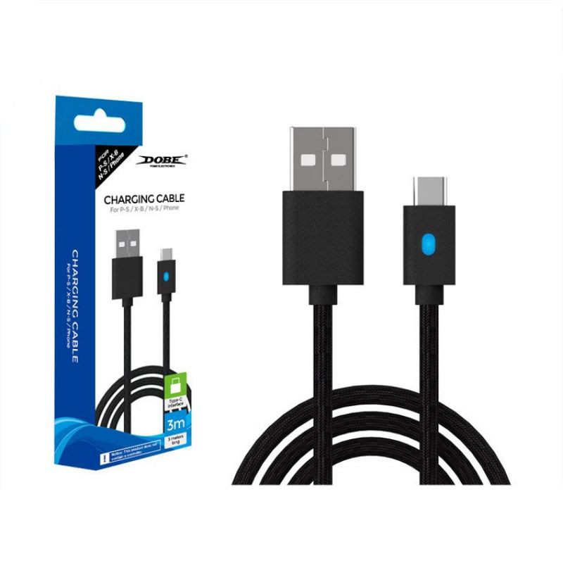 Dobe Charging Cable Kabel Charger Tipe C With LED For P5 DualSence