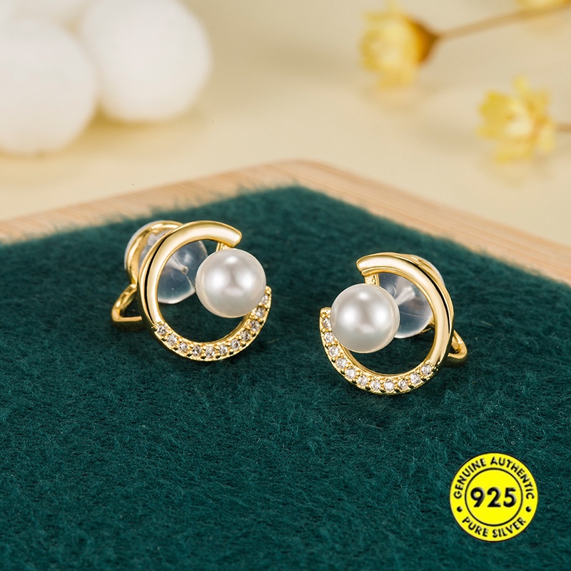 Anting Klip Tanpa Tindik Bahan Silikon Aksen Mutiara Untuk Wanita