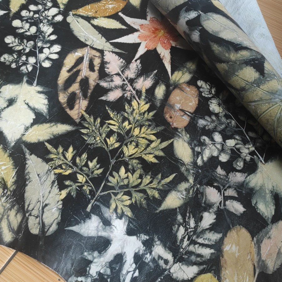 Nobira98 Kulit Sapi Ecoprint Kulit Sapi Lembaran Jenis Ecoprint