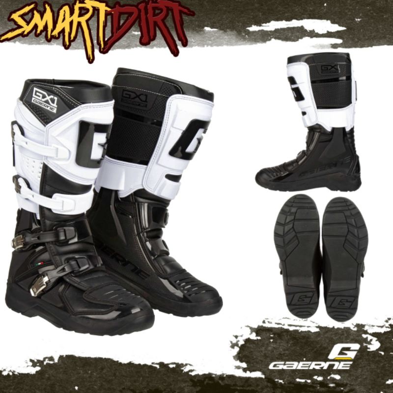 BOOTS GAERNE GX1 EVO OFFROAD ENDURO BLACK WHITE. SEPATU GAERNE GX1 EVO