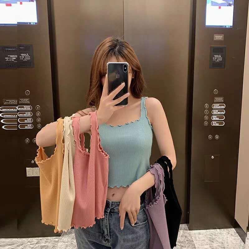 Korean lettuce crop tank top