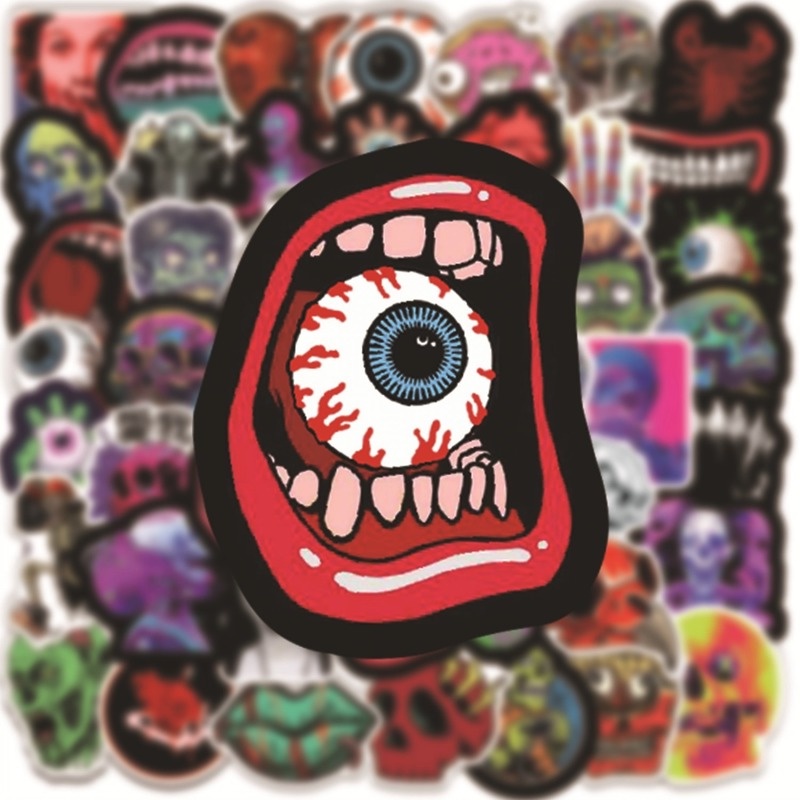 50 Pcs / Set Stiker Desain Tengkorak Graffiti Gaya Gothic Untuk Case Laptop Skateboard Gitar Kulkas