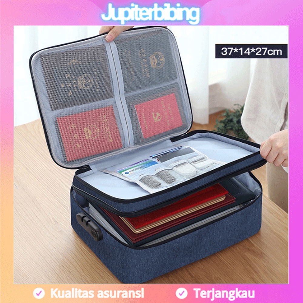 Tas Dokumen Anti Air Password Travel Bag Penyimpanan Dokumen File Penting Surat Akta Ijazah Sertipikat Legalistas F4 Besar / Document Storage Box Kunci Password PREMIUM QUALITY