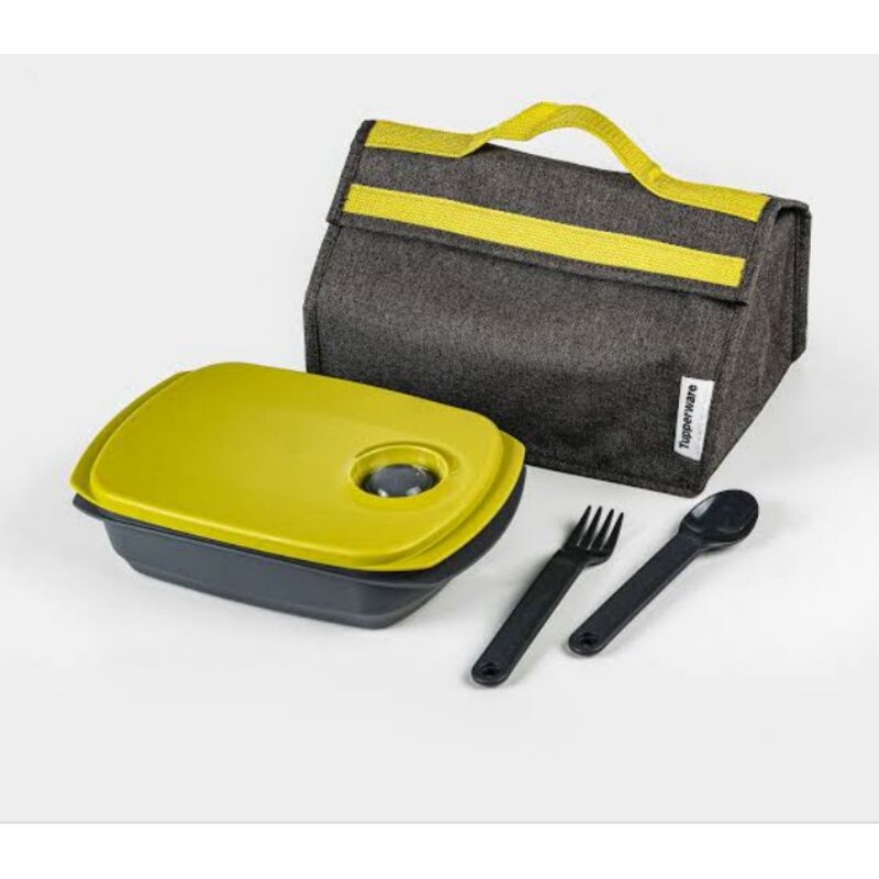 BYO set abu abu strip hijau tupperware -  B.Y.O (bring your own) set