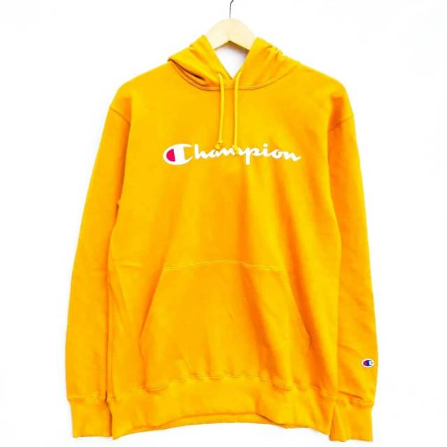 champion script hoodie yellow