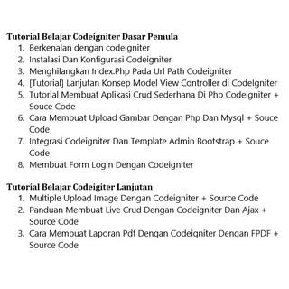 Tutorial Belajar Codeigniter Dasar Pemula dan Lanjutan  