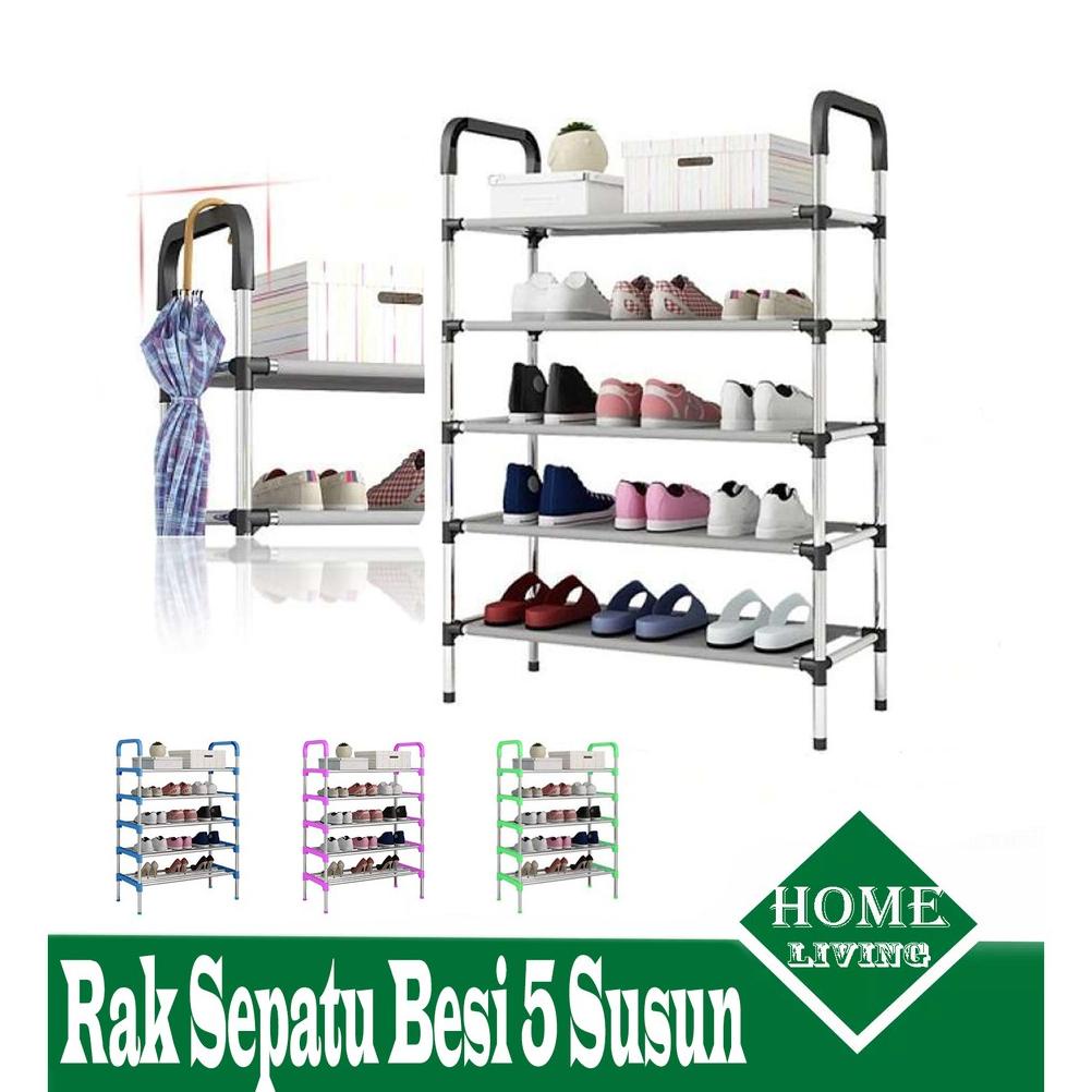 (HOKO) RAK SEPATU BESI 5 SUSUN / RAK SEPATU SERBAGUNA / RAK SEPATU STAINLESS / RAK SEPATU 5 LAYER TE