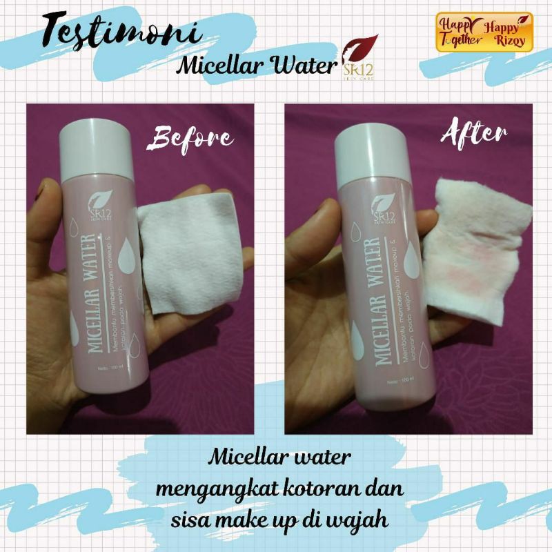 Clean Face Micellar Water SR12 - Pembersih Make Up Alami BPOM Mengangkat Kotoran Pada Wajah Melembabkan Kulit