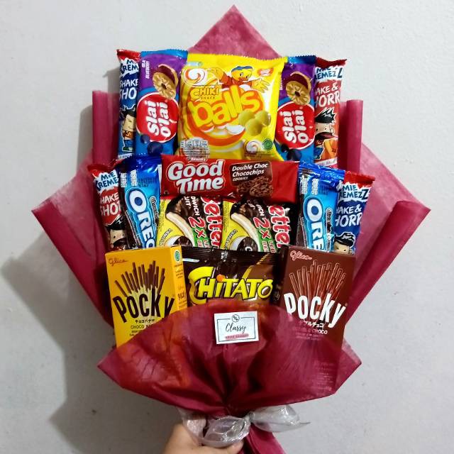 

Snack Bouquet / Bucket Buket Snack Makanan / Kado Hadiah Sidang Wisuda Sidang Skripsi
