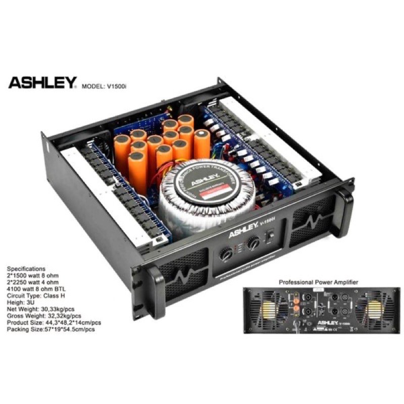 Power Ashley V1500i Original Power Amplifier Ashley Class H