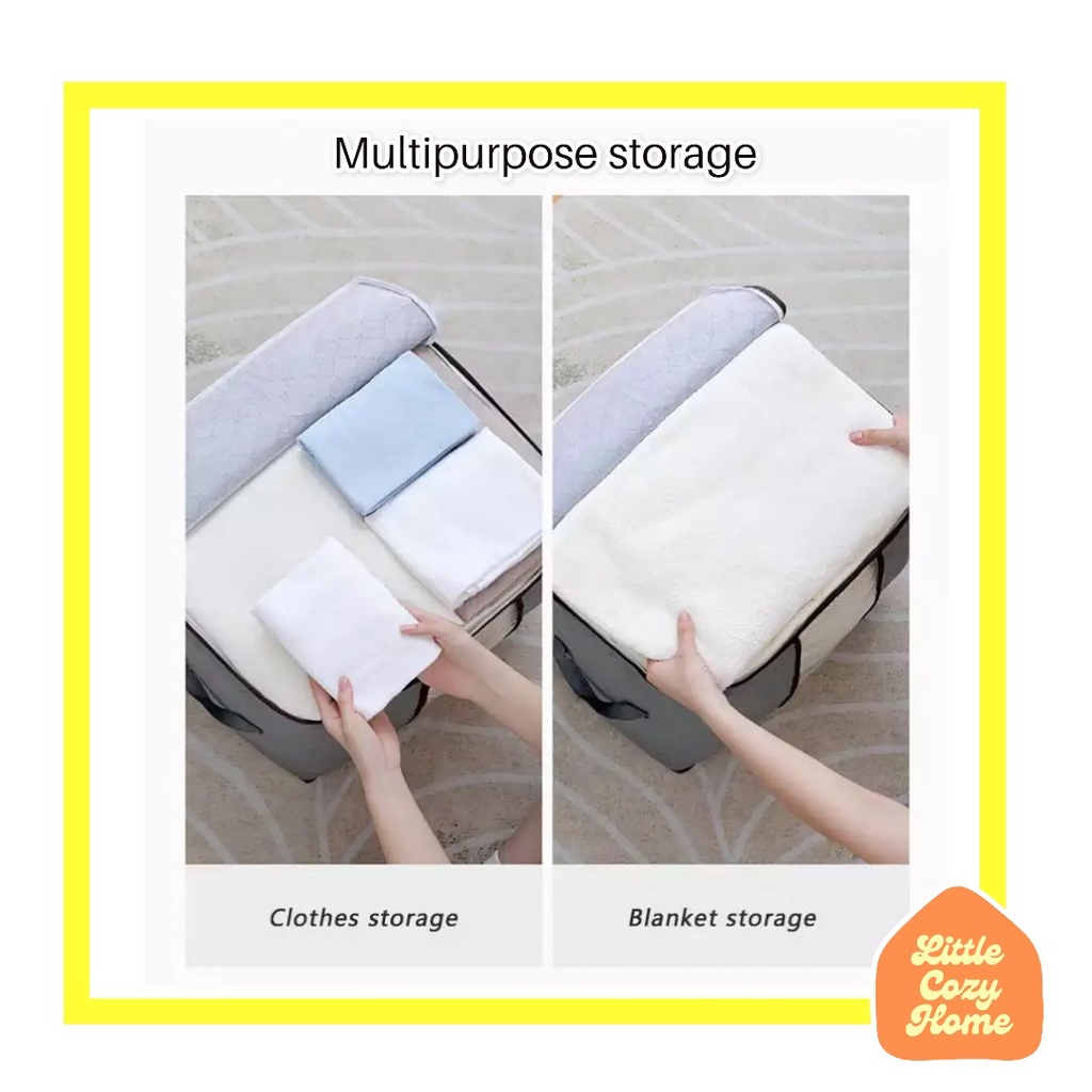 Fabric Storage Bag / Tempat Penyimpanan Pakaian Bed Cover Jumbo / Sprei Kotak Penyimpanan Baju Selimut Serbaguna Multifungsi Bamboo Storage