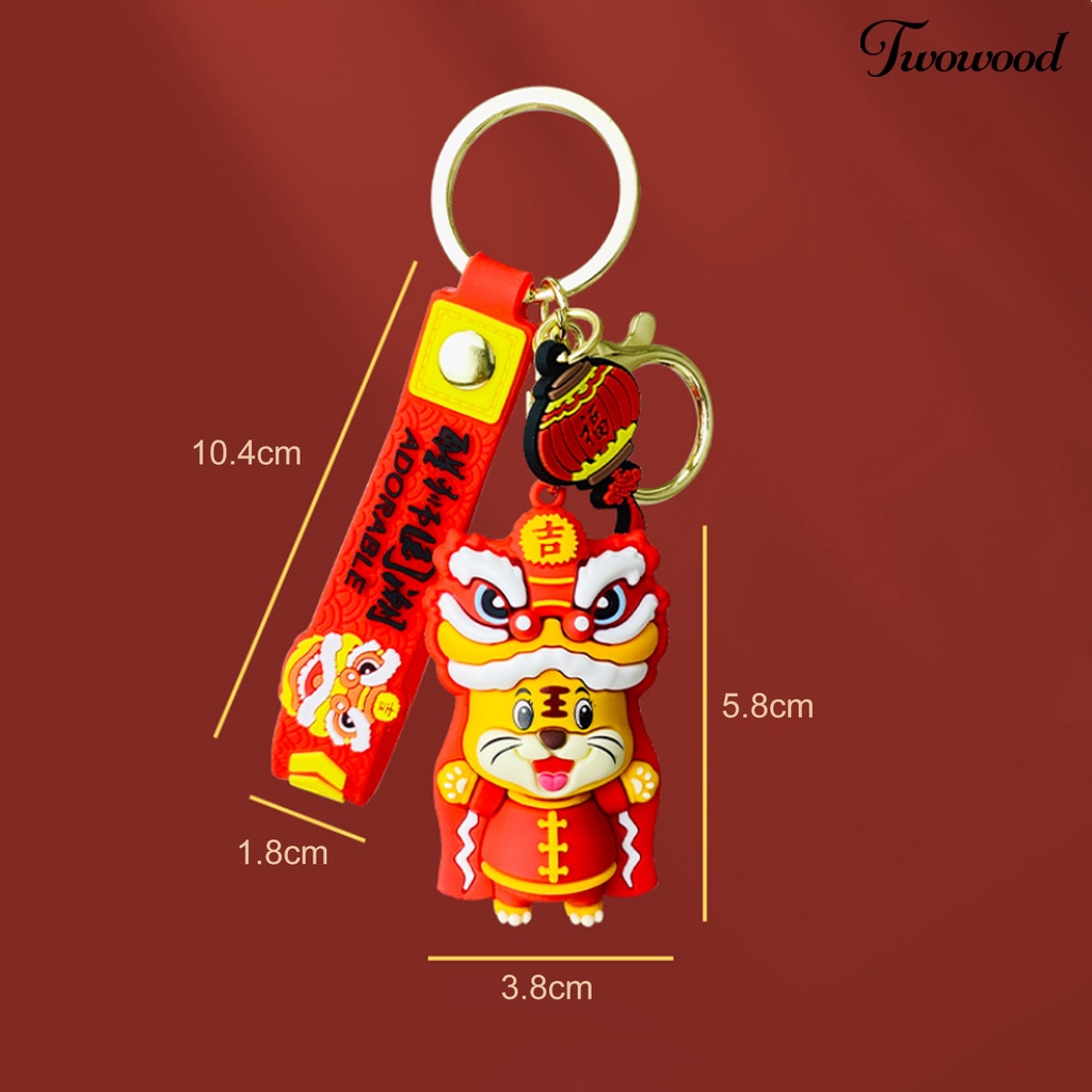 Twowood Key Chain Cartoon Unisex Chinese Year of The Tiger Key Ring Pendent Decorative Festival Gift for Children