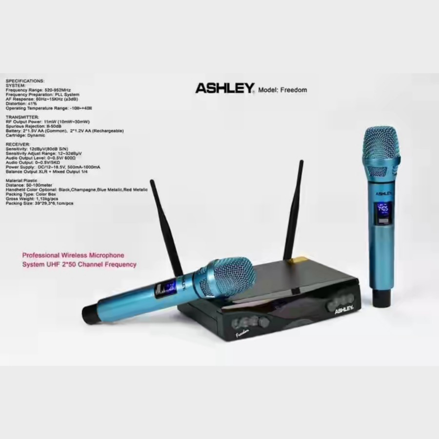 Mic Wireless Ashley Freedom Original Dual Microphone Handle Wireless