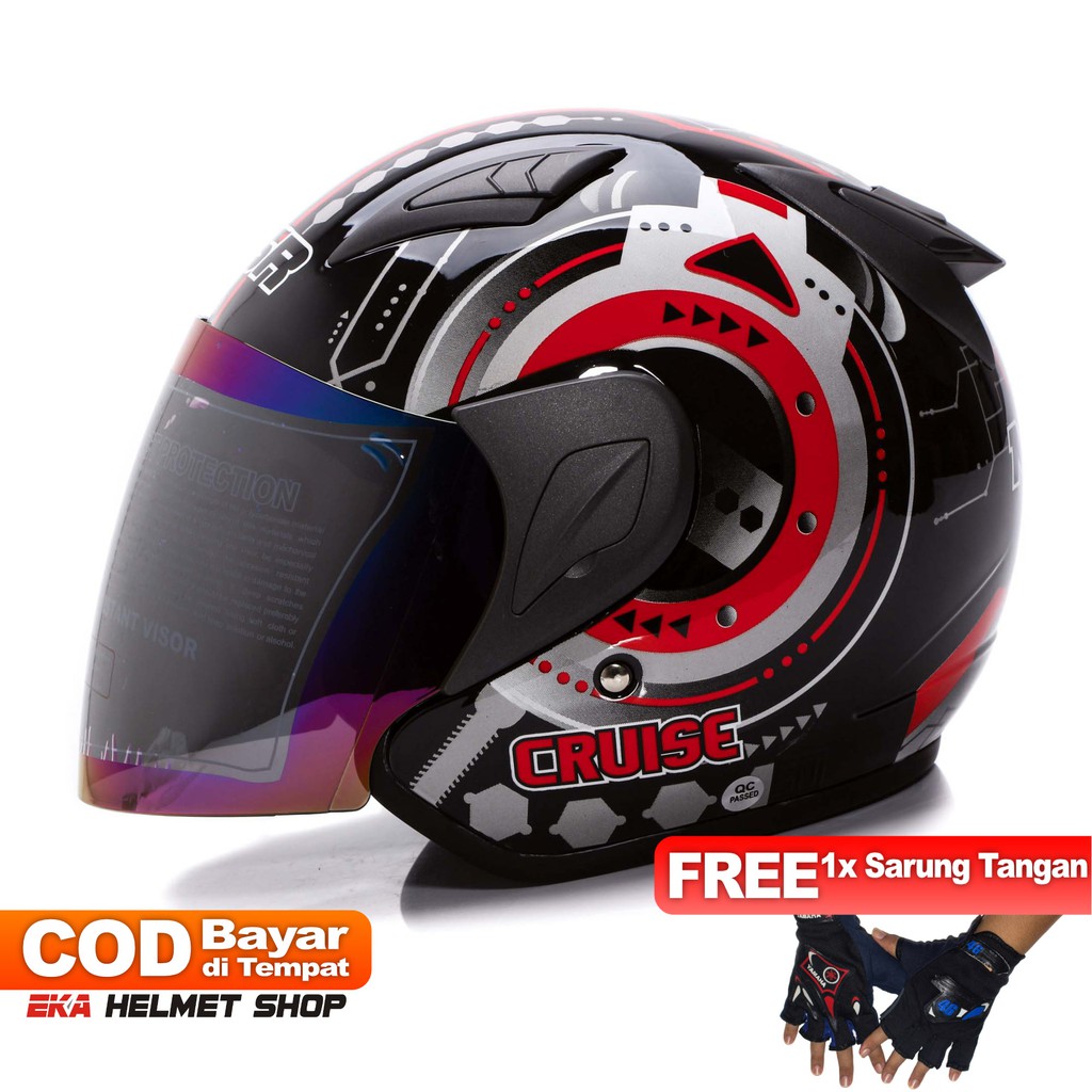 [Helm Dewasa] MSR Helmet Javelin - Cruise - Hitam Merah + Promo Gratis Sarung Tangan